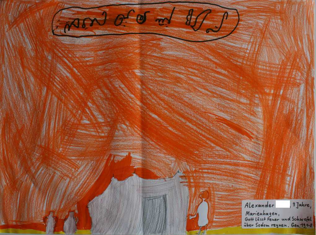 Gott l�sst Feuer und Schwefel auf Sodom regnen