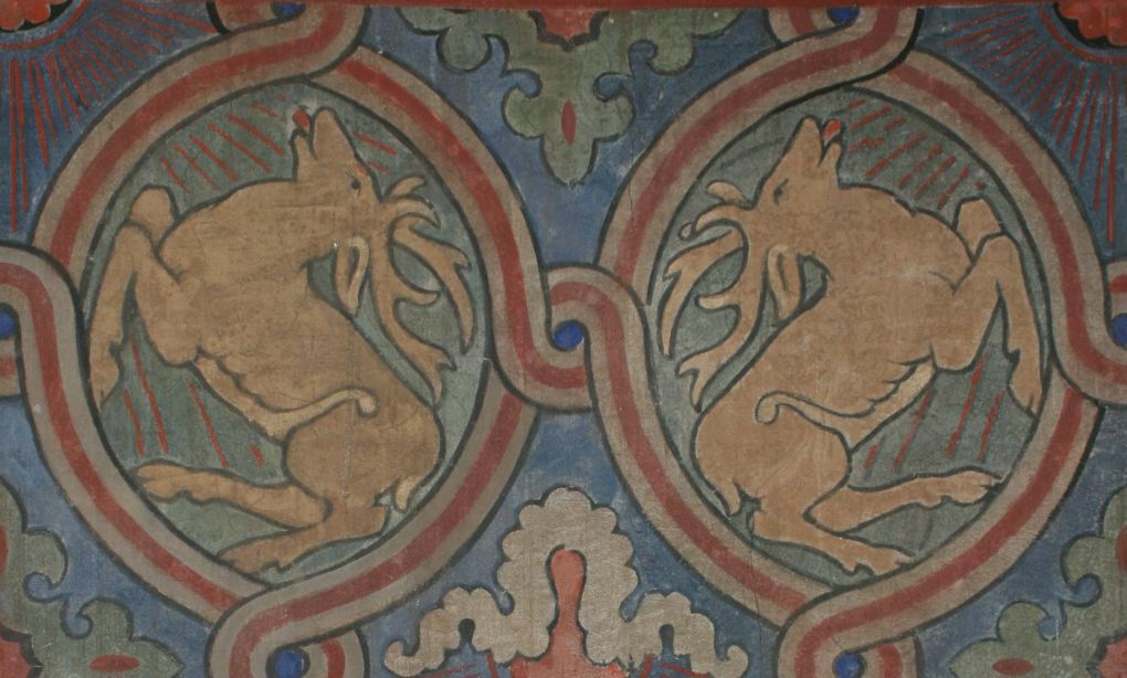 Die Wandmalerei von 42 Hirschen nimmt Bezug auf den Psalm 42 und schm�ckt seit der Erbauung 1910 den runden Altarraum der Coppengr�ver St.Franziskuskirche.