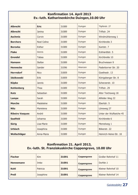 Gemeindebrief März - Mai 2013