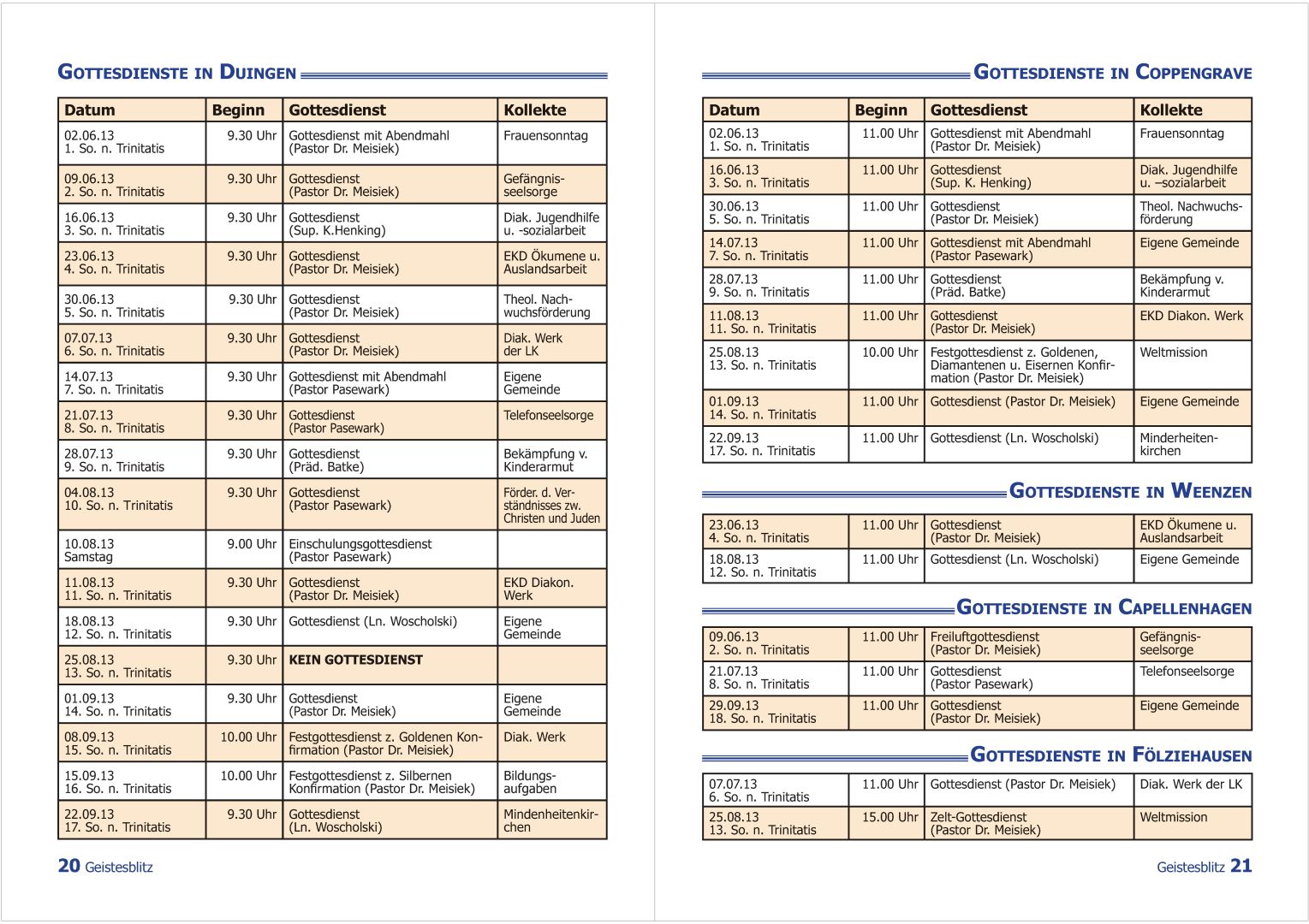 Gemeindebrief Juni - August 2013