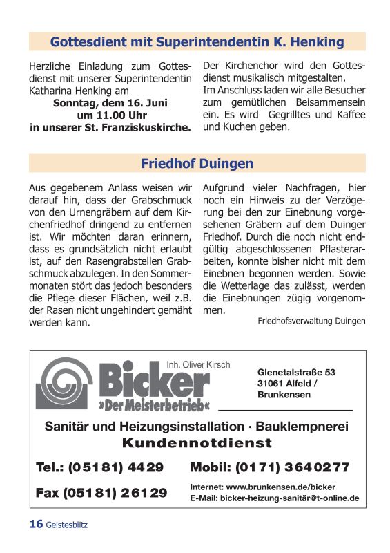 Gemeindebrief Juni - August 2013