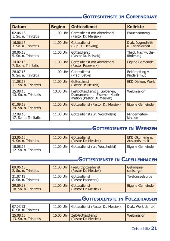 Gemeindebrief Juni - August 2013