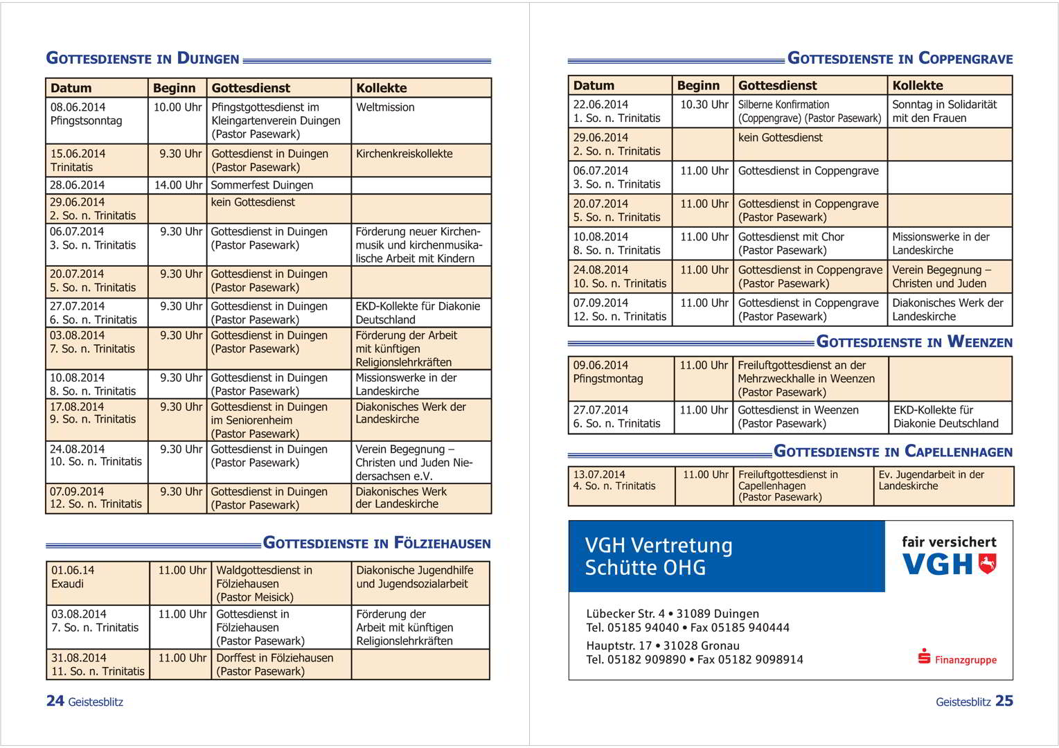 Gemeindebrief Juni - August 2014