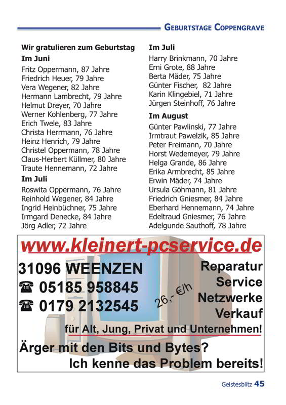 Gemeindebrief Juni - August 2014