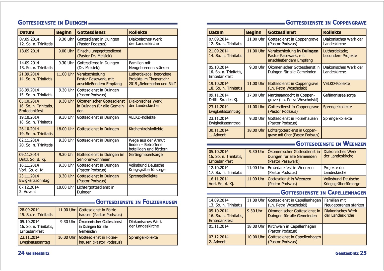 Gemeindebrief September - November 2014