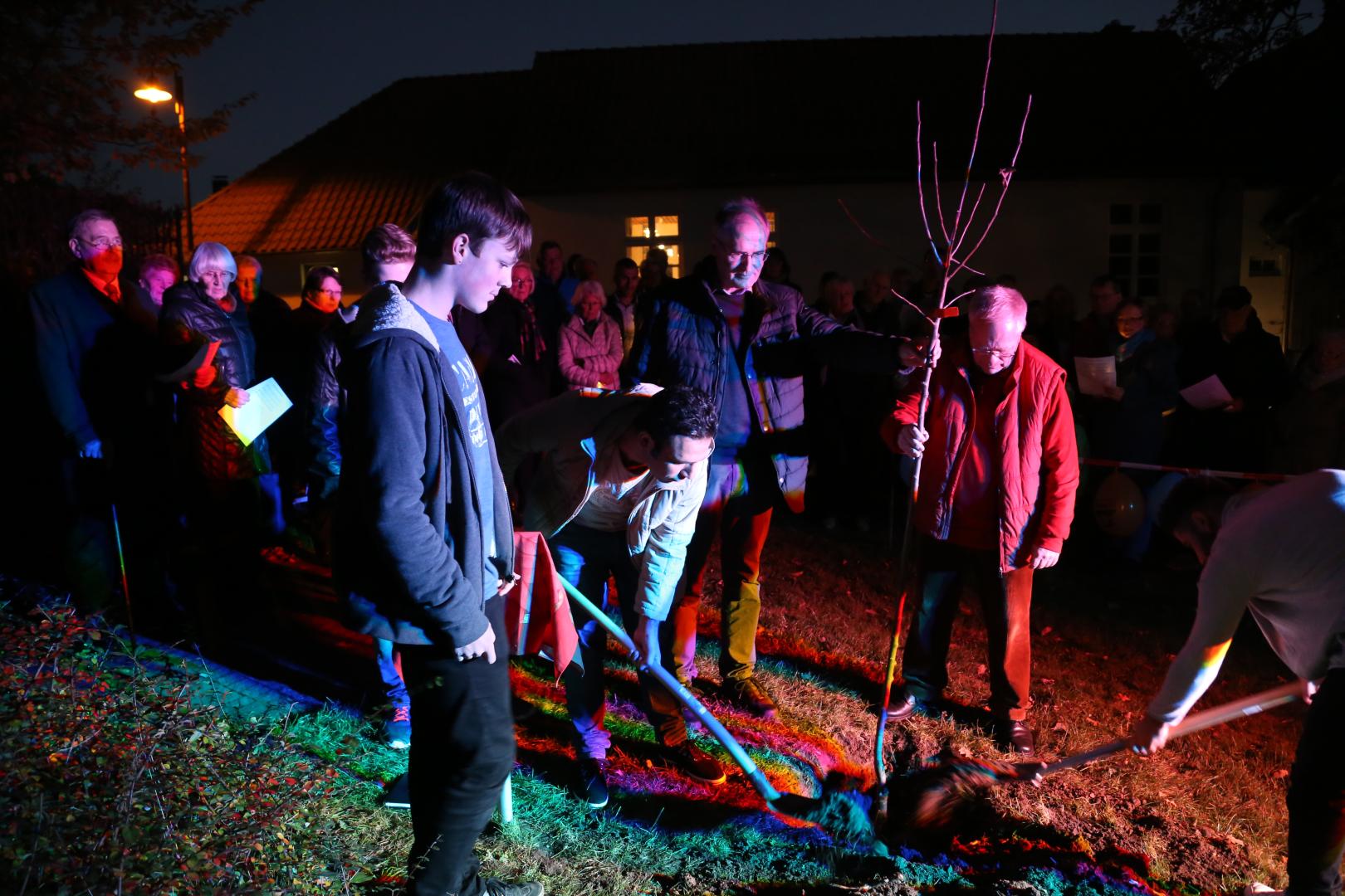 Pflanzen eines Apfelbaumes zum Lutherjahr vor der St. Katharinenkirche