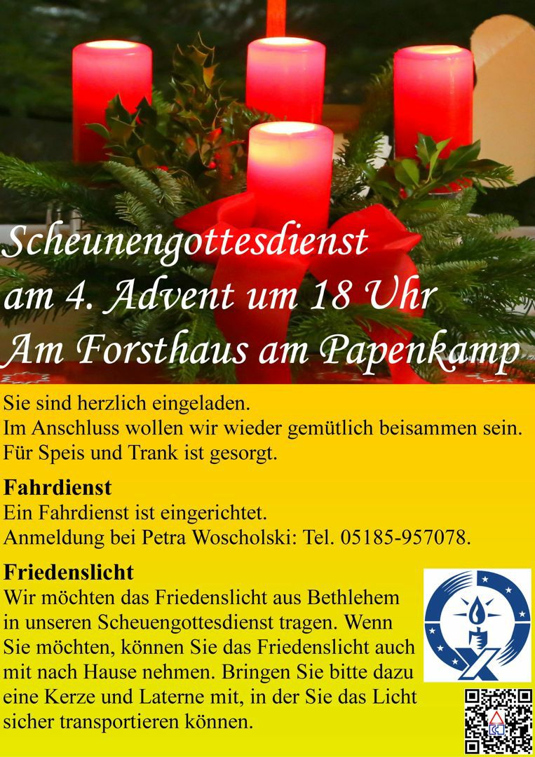 Einladung zum Scheuengottesdienst am 4. Advent