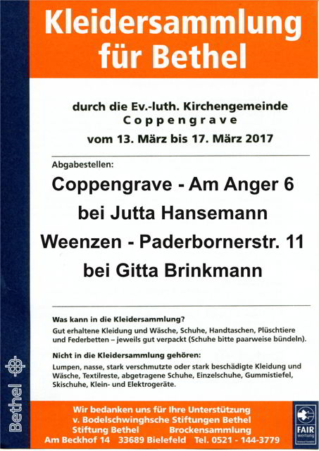 Ankündigung Bethelsammlung