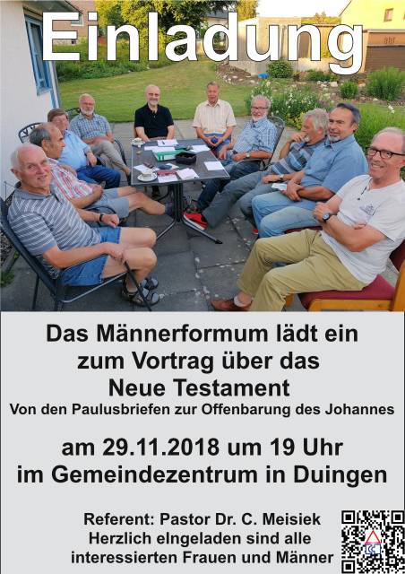 Einladung des Männerforum zum Vortrag vom Paulusbrief zur Offenbarung