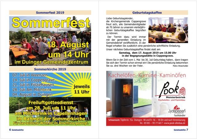 Gemeindebrief Juni 2019 - August 2019