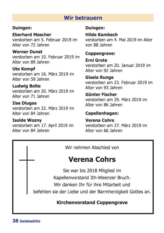 Gemeindebrief Juni 2019 - August 2019