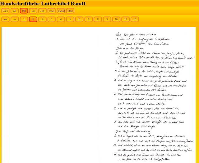 Handschriftliche Lutherbibel - Markus - wird Online gestellt