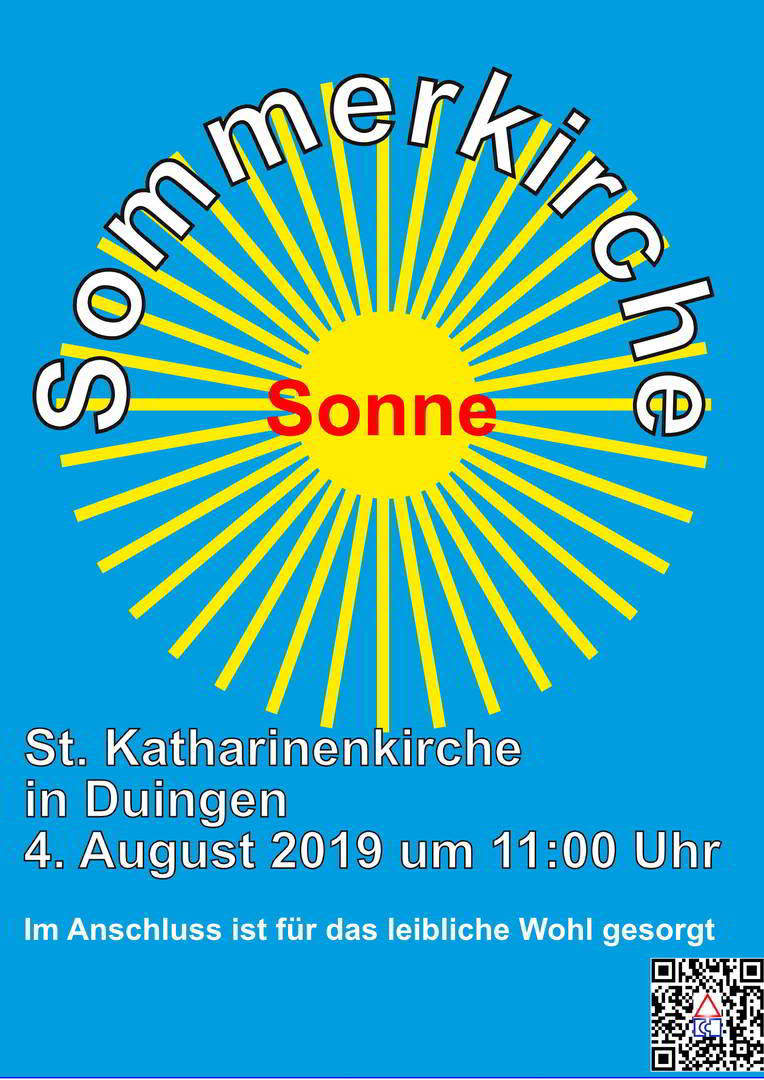 5. Sommerkirche 2019 am 4. August um 11 Uhr in Duingen