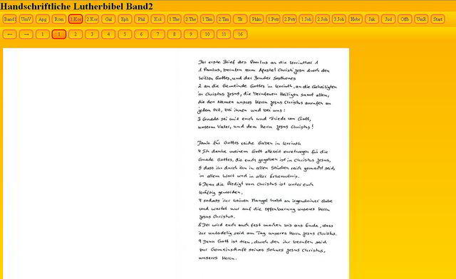 Handschriftliche Lutherbibel - 2. Band mit dem 1. Korintherbrief