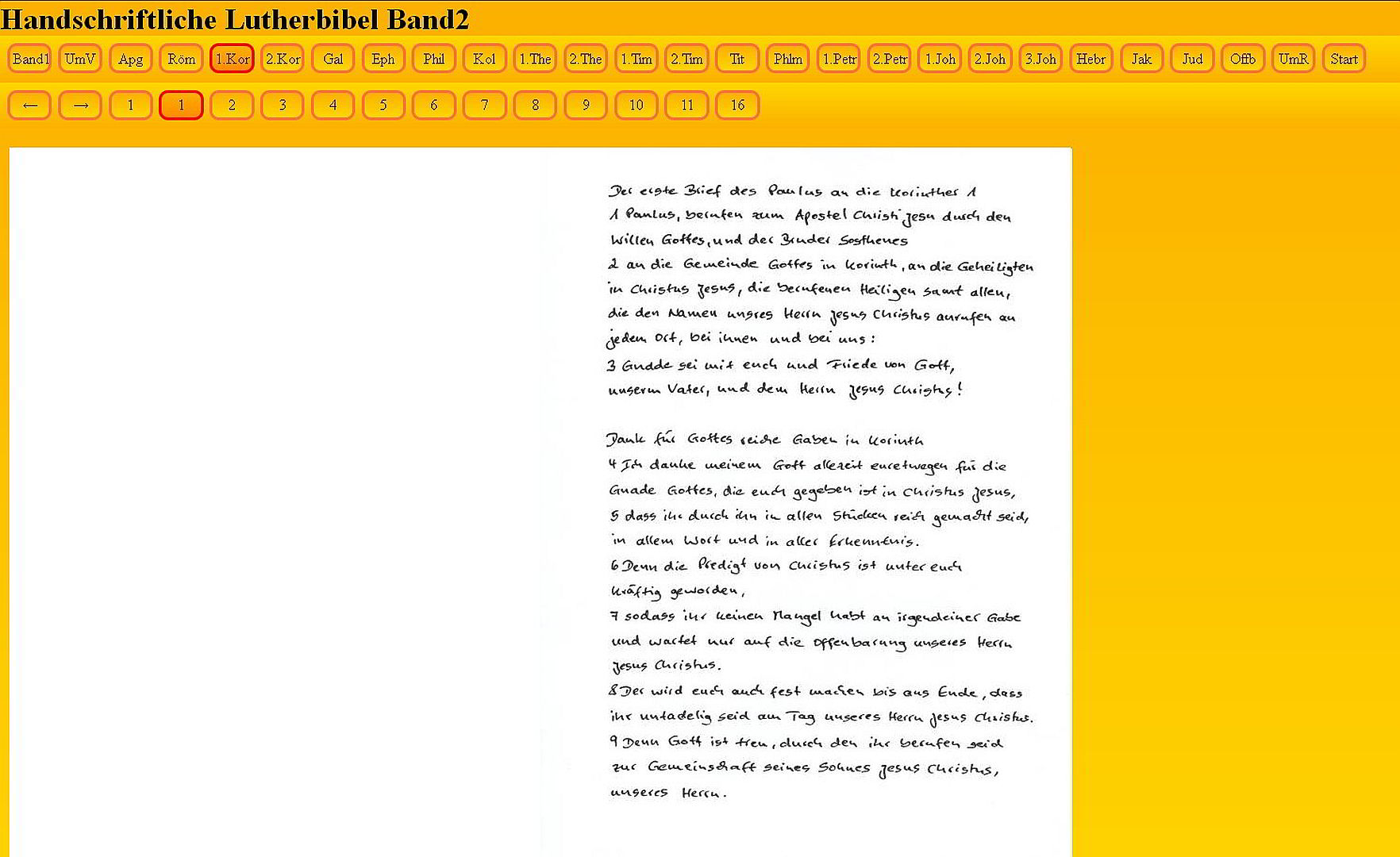 Handschriftliche Lutherbibel - 2. Band mit dem 1. Korintherbrief