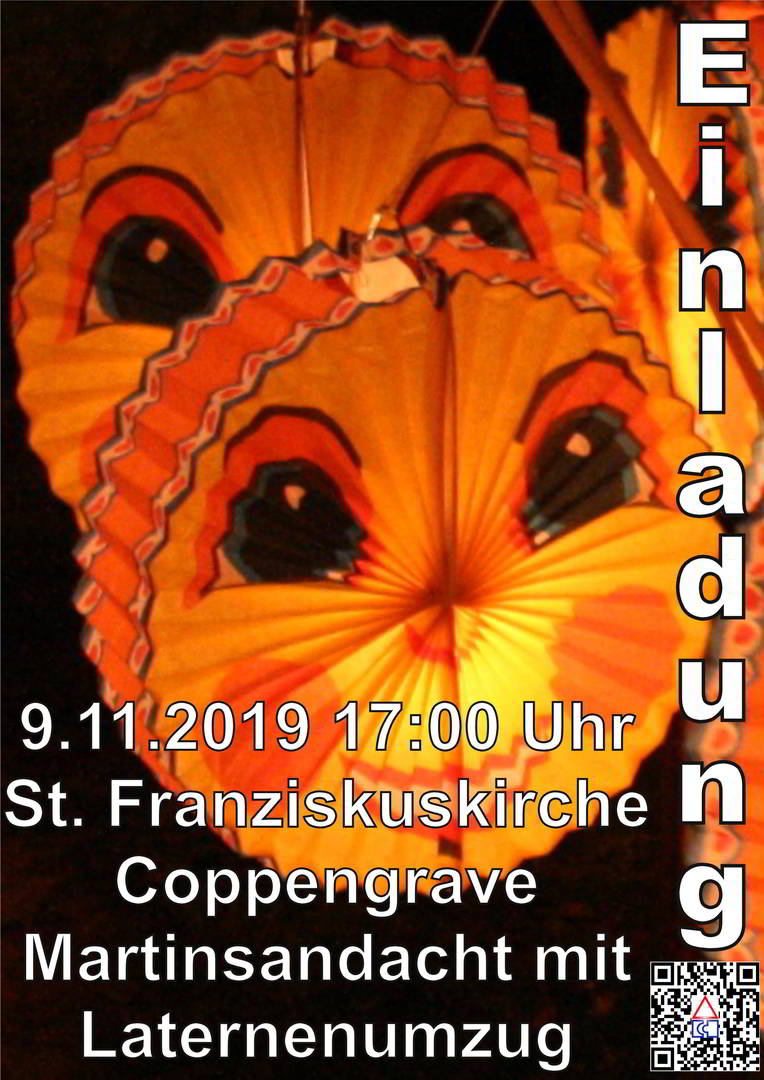 Martinsandacht mit Laternenumzug am 9. Nov. um 17 Uhr