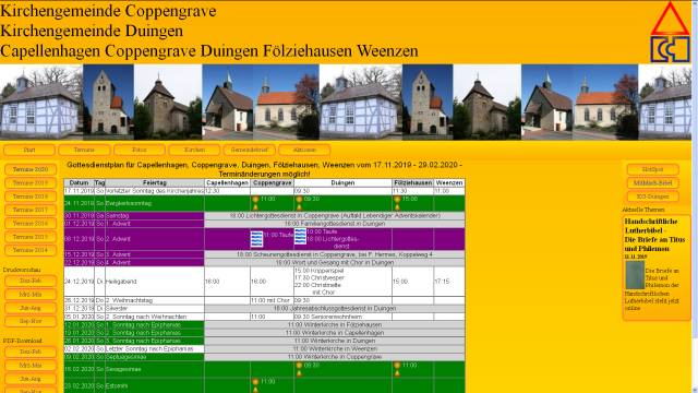 Neuer Gottesdienstplan bis Ende Februar 2020