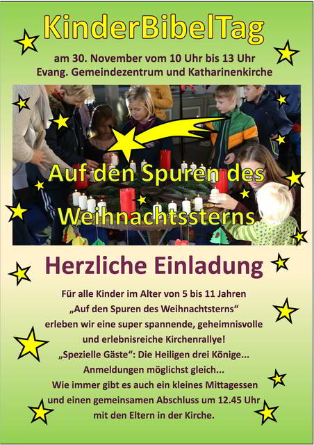 Einladung zum KinderBibelTag am 30.11.19 um 10 Uhr