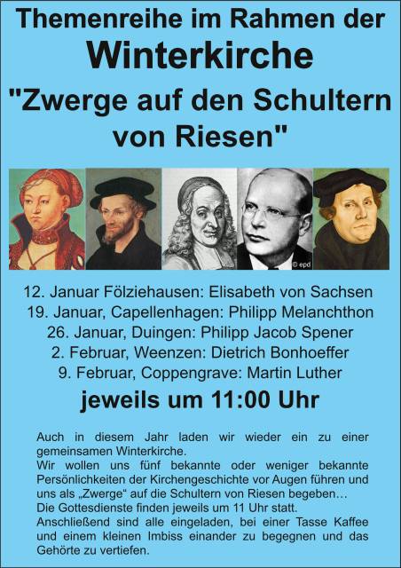 Vorankündigung: "Zwerge auf den Schultern von Riesen" Themenreihe im Rahmen der Winterkirche