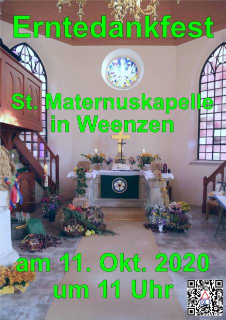 Einladung zum Erntedankfest in Weenzen am 11.10.2020 um 11 Uhr