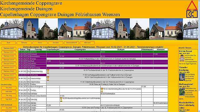 Aktualisierter Terminplan