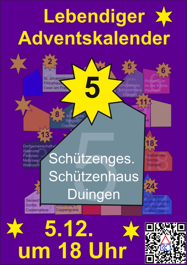 Lebendiger Adventskalender am 5.12. im Schützenhaus in Duingen