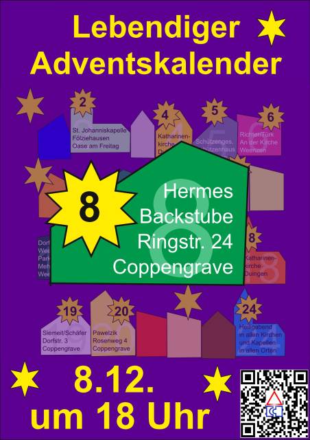 Lebendiger Adventskalender am 8.12. in der "Backstube" in Coppengrave