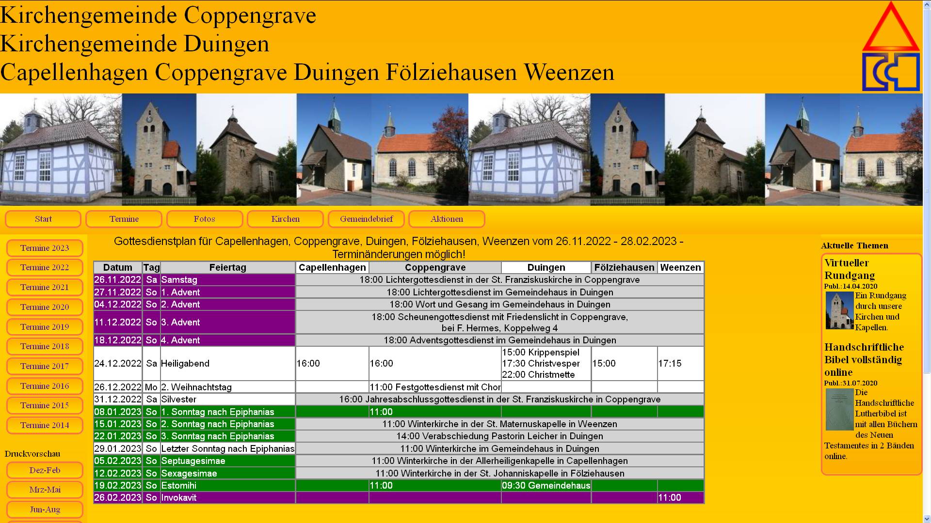 Terminplan aktualisiert