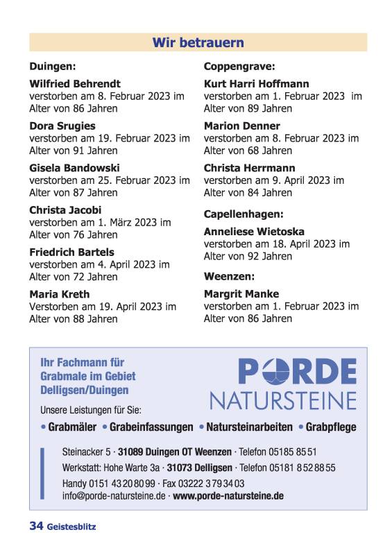 Gemeindebrief Juni 2023 - August 2023