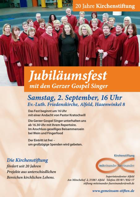 Einladung zum Stiftungsfest der Kirchenstiftung miteinander füreinander