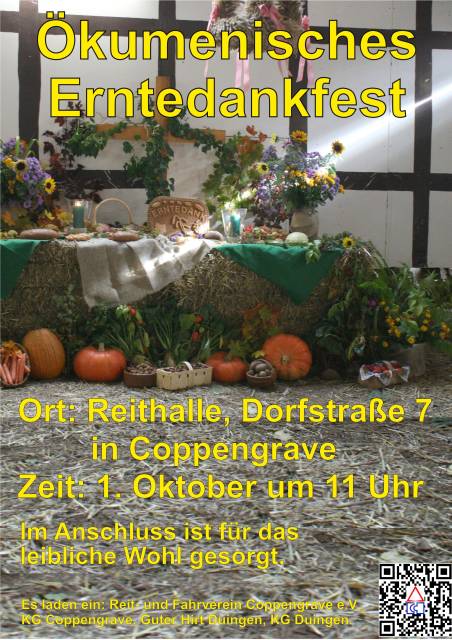 Ökumenisches Erntedankfest in der Reithalle in Coppengrave