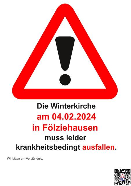 +++ EILMELDUNG: Winterkirche am 04.02.2024 fällt aus +++