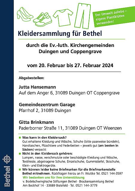 Bethelsammlung  in zwei Wochen vom 20.-27. Feb. 2024