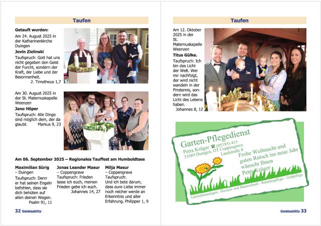 Gemeindebrief für die Monate Dezember 2025 - Februar 2026