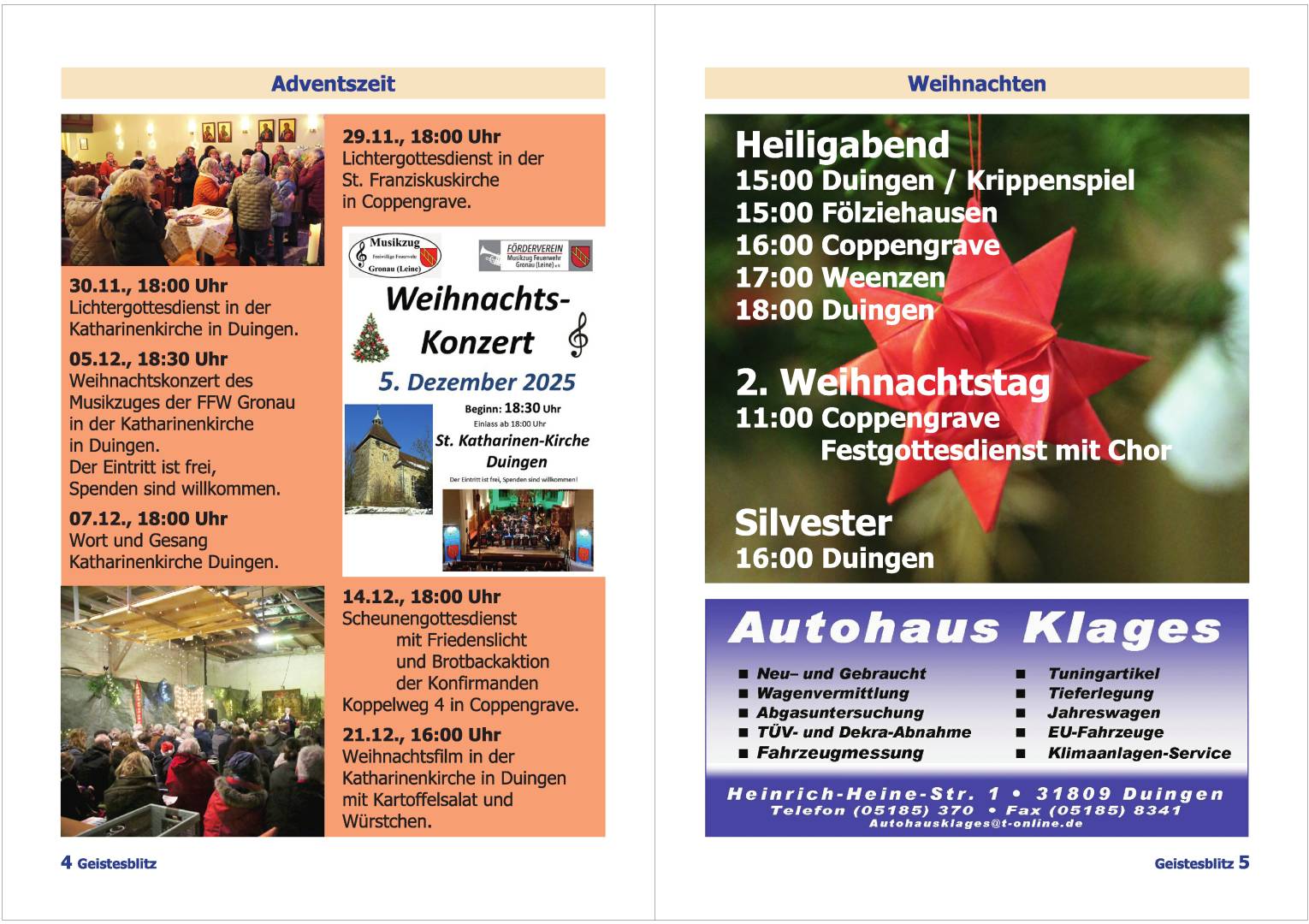 Gemeindebrief für die Monate Dezember 2025 - Februar 2026