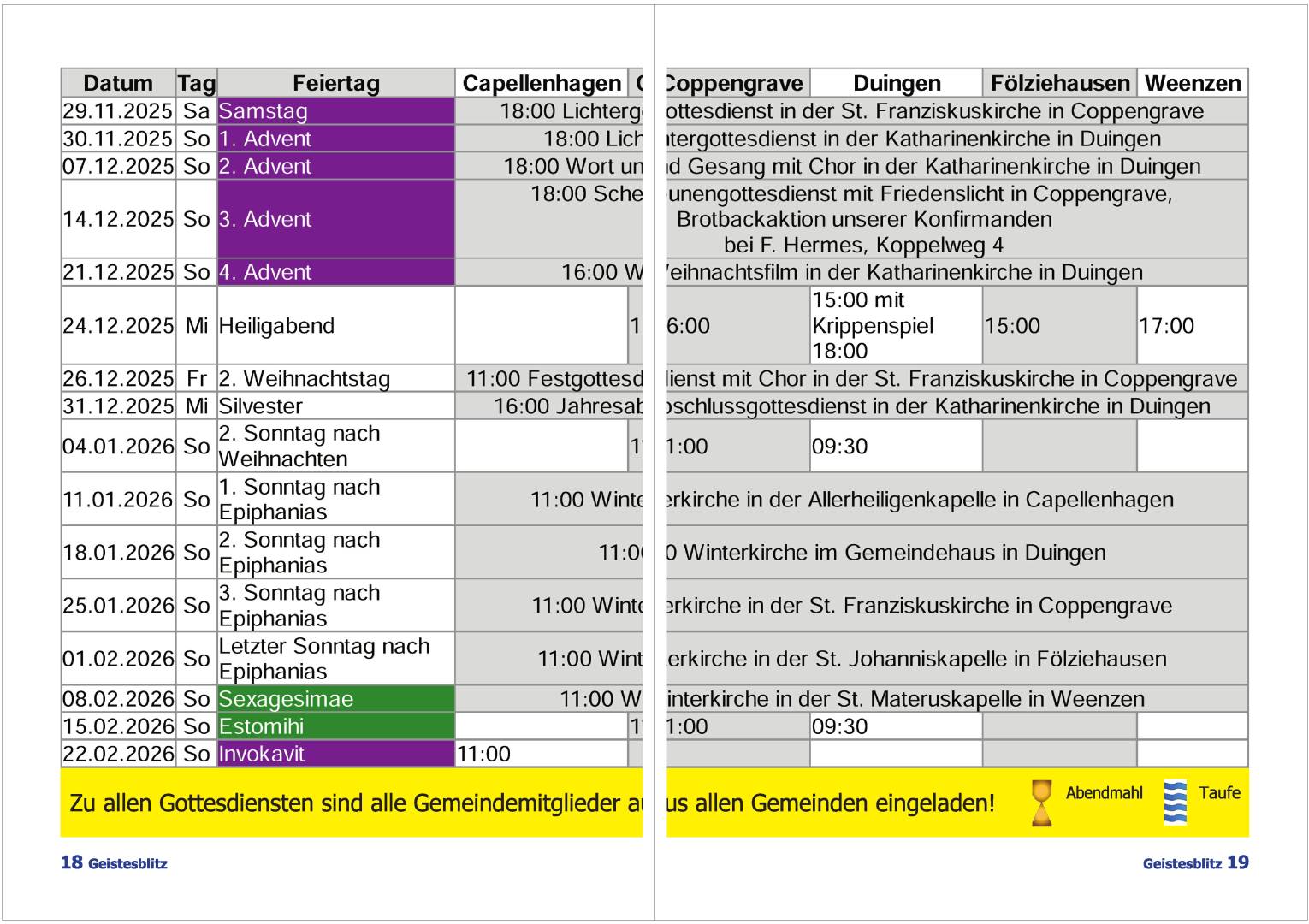 Gemeindebrief für die Monate Dezember 2025 - Februar 2026