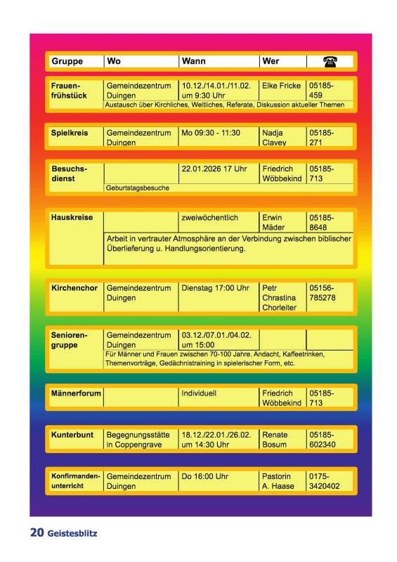 Gemeindebrief für die Monate Dezember 2025 - Februar 2026