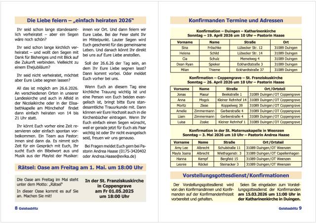 Gemeindebrief März - Mai 2026