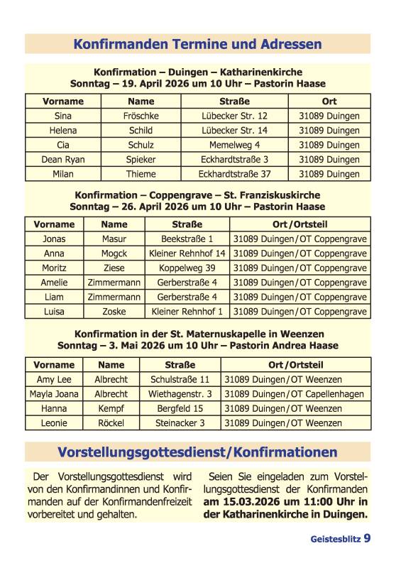 Gemeindebrief März - Mai 2026