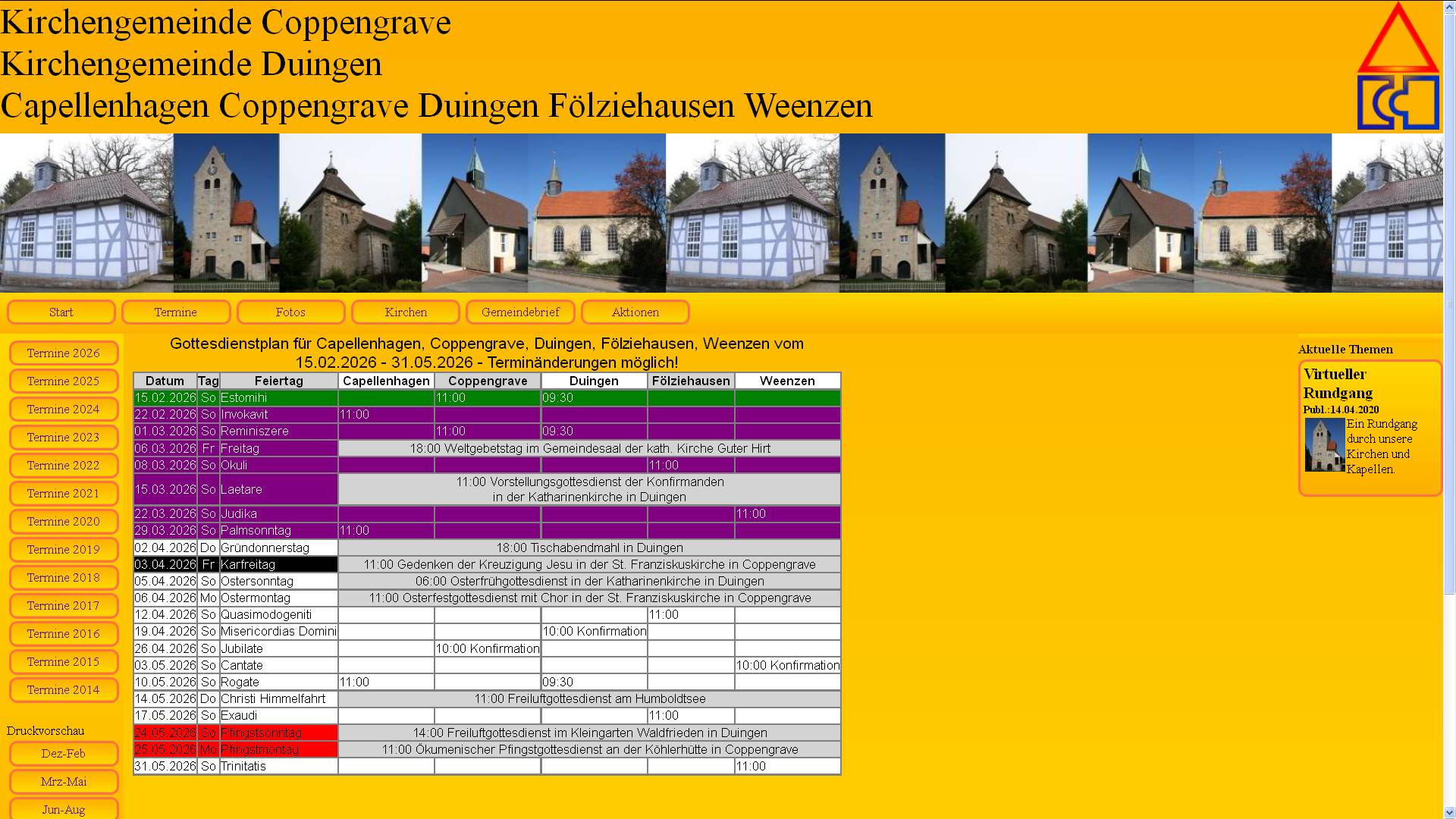Terminplan aktualisiert
