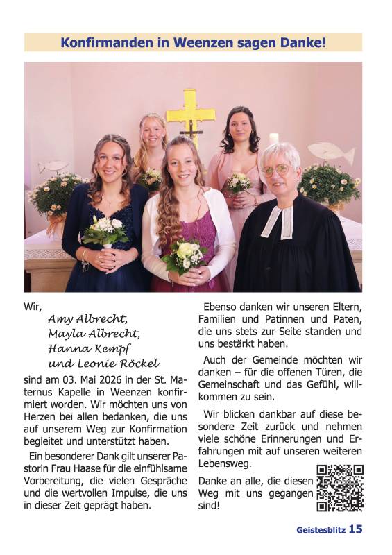 Gemeindebrief Juni - August 2026