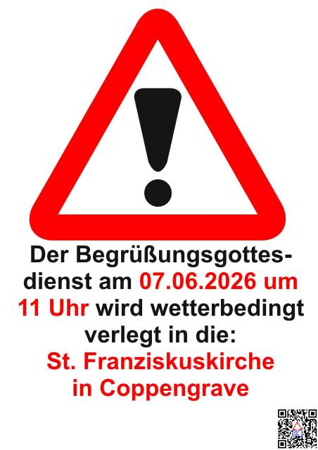 +++ EILMEDUNG: Begrüßungsgottesdienst verlegt +++