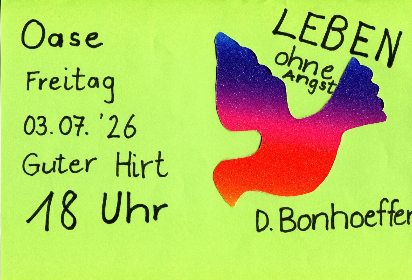 Einladung zur Oase am Freitag